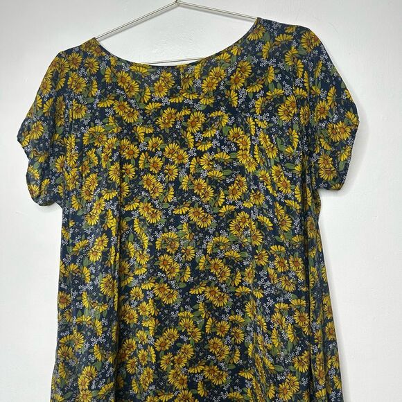 Johnny Was Biya Ditsy Daisy Silk Floral Oversized Mini Dress Sz S Asymmetrical - Picture 7 of 10